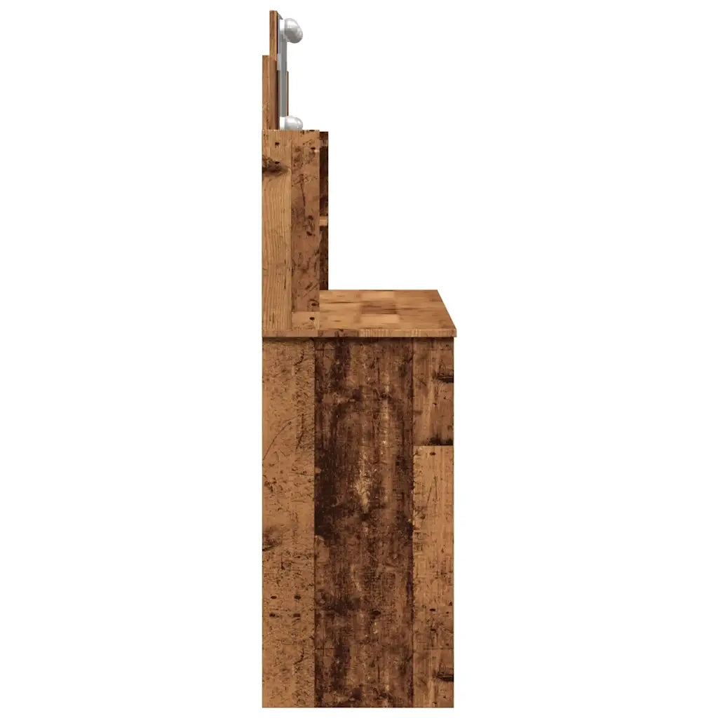 vidaXL Toeletta con Luci LED Legno Antico 96x40x142 cm