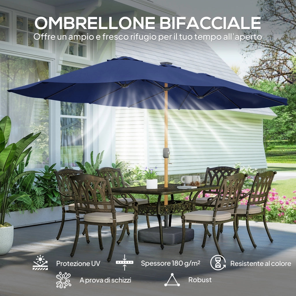 Ombrellone Doppio 12 Stecche ¨C zephmum ¨C Blu Scuro 4.7x2.8 m