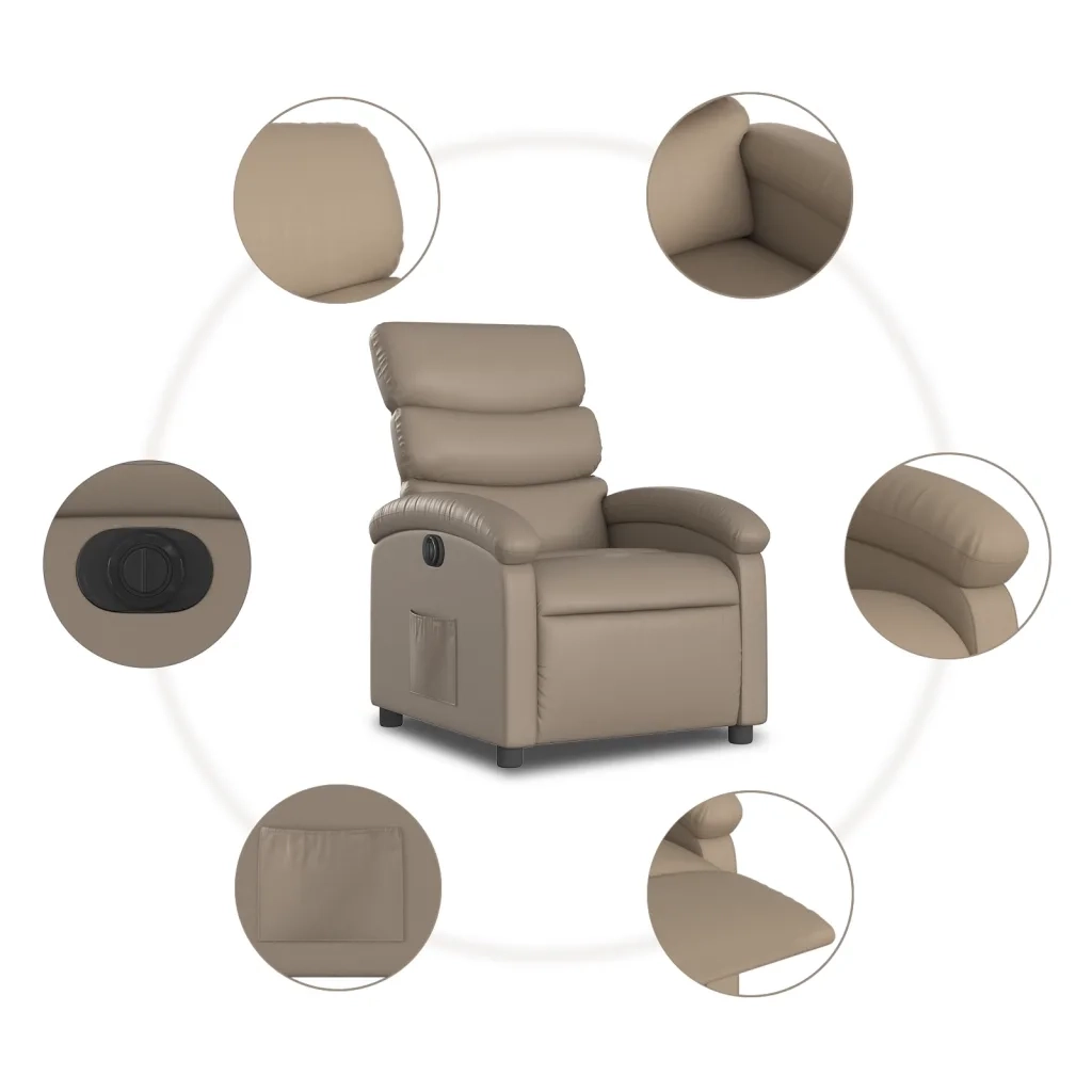 Divano Sedia-Poltrona Reclinabile Elettrica Cappuccino in Similpelle 817451