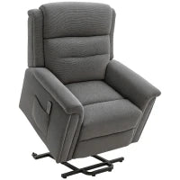 Poltrona Relax Alzapersona Reclinabile con Poggiapiedi, Rivestimento in Tessuto Grigio