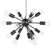 Lampada a Sospensione Metallo Nero 115 cm 15-Lampadina Apparecchio Illuminazione Ambientale Esposta