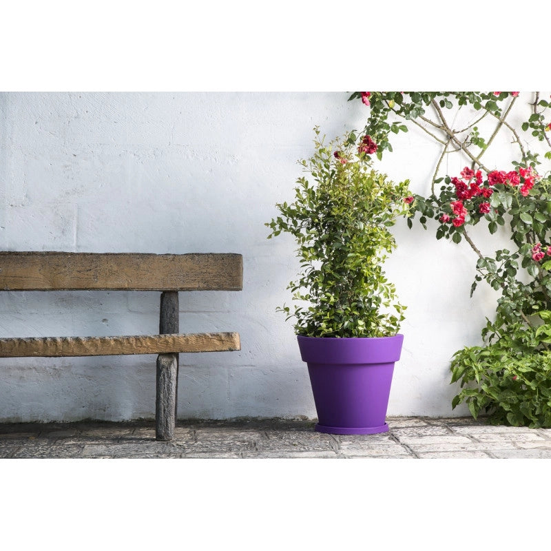 Vaso moderno di design Ø80 H70 in polimero viola resistente per interno ed esterno - Made in Italy - Monacis