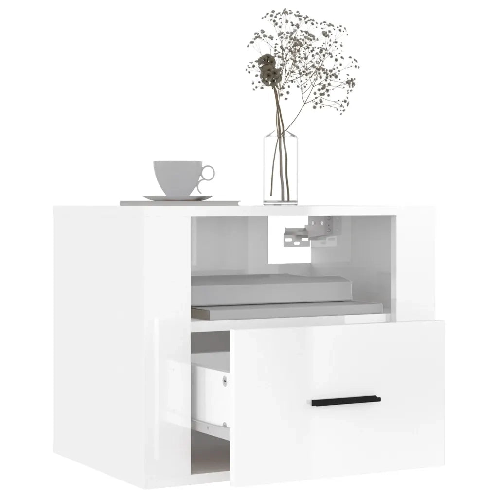 Comodini a Muro 2 pz Bianco Lucido 50x36x40 cm 816885