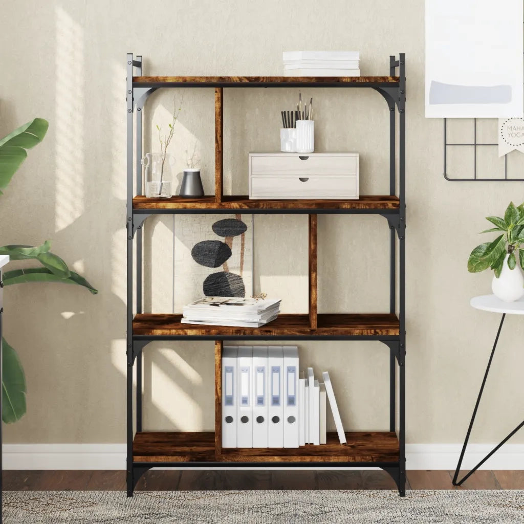 Libreria Rovere Fumo 4 Ripiani 76x32x123 cm Legno Multistratocod mxl 107024