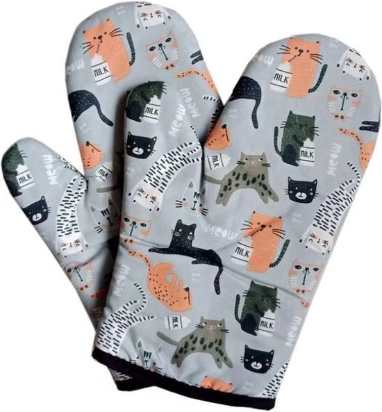 Manopole per forno e cucina tessuto di cucina - Manopole per cucina gatto disegno isolamento termico salutare
