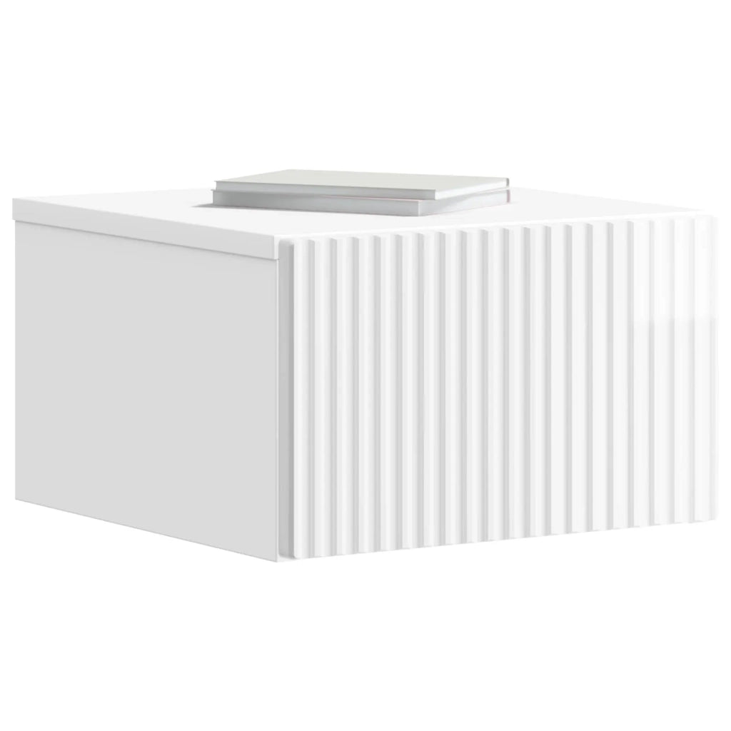 Mobiletto da notte a muro Bianco Lucido 33 x 34,5 x 20 cm
