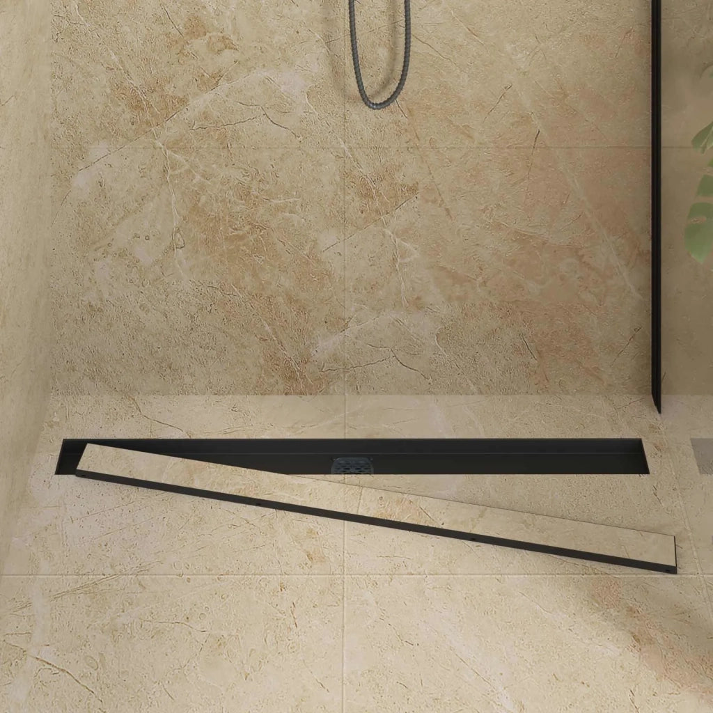Scarico doccia 2-in-1 con sifone a 360° Nero 100 cm