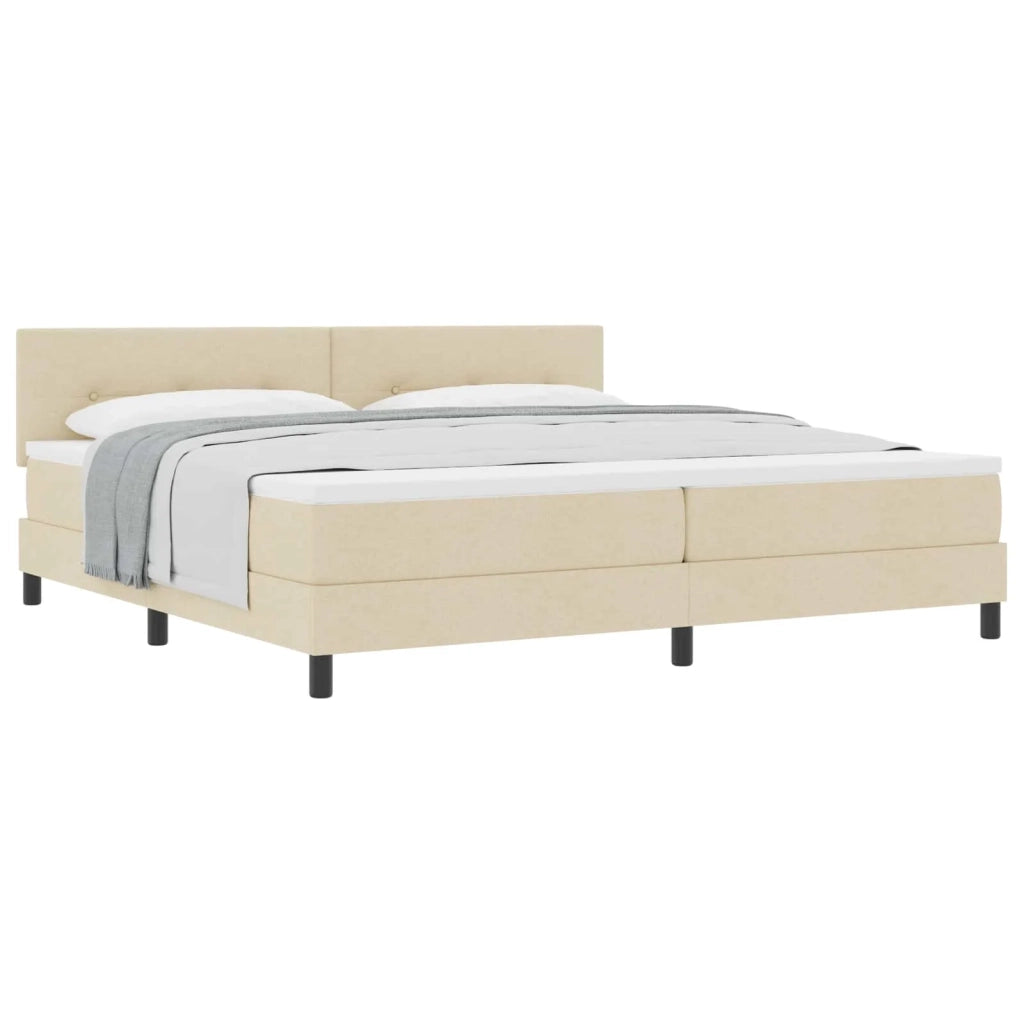 Letto a molle con testiera Crema 200 x 200 cm Tessuto 3338718