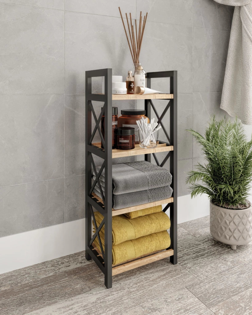 Scaffale multifunzionale "Mini" in legno - 23 x 18 x 64 cm - Nero
