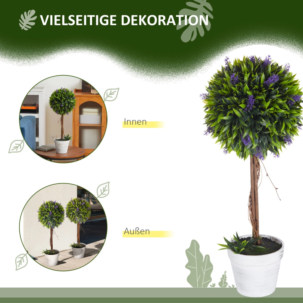Pianta di lavanda artificiale, set da 2, piante artificiali, pianta da interno in vaso da 60 cm, albero artificiale con muschio artificiale per uso