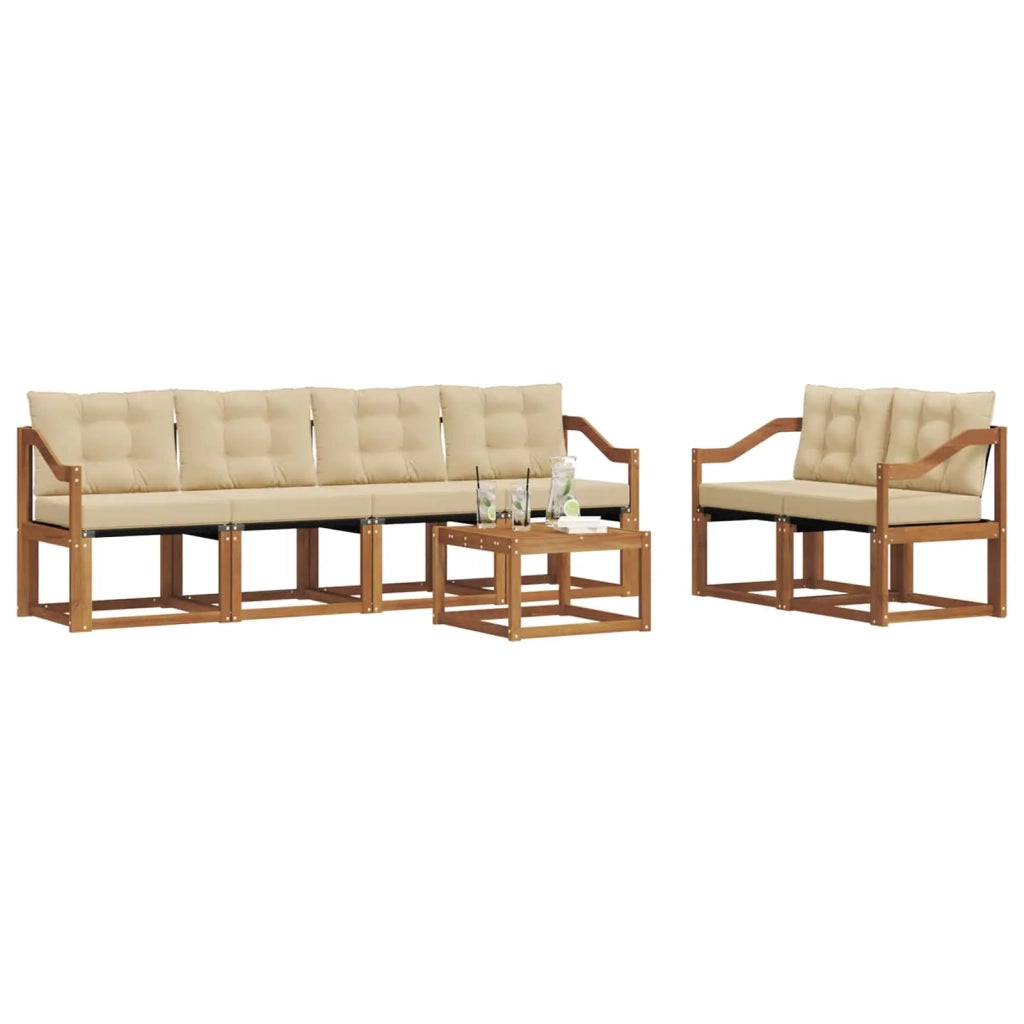 Set di divani da esterno con cuscino 7 pcs Naturale e Beige 3368436