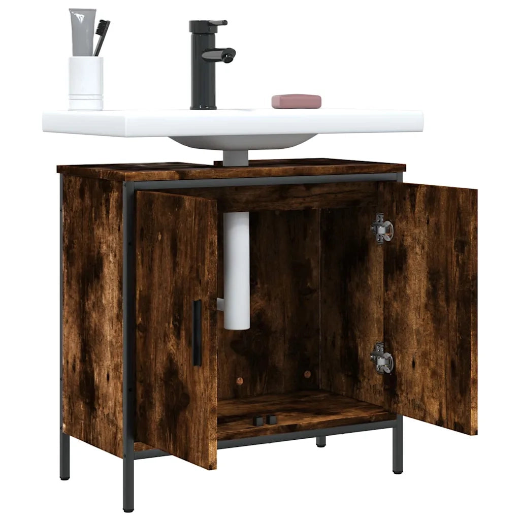 Mobile Lavabo Bagno Rovere Fumo 60x30x60 cm Legno Multistrato 842448