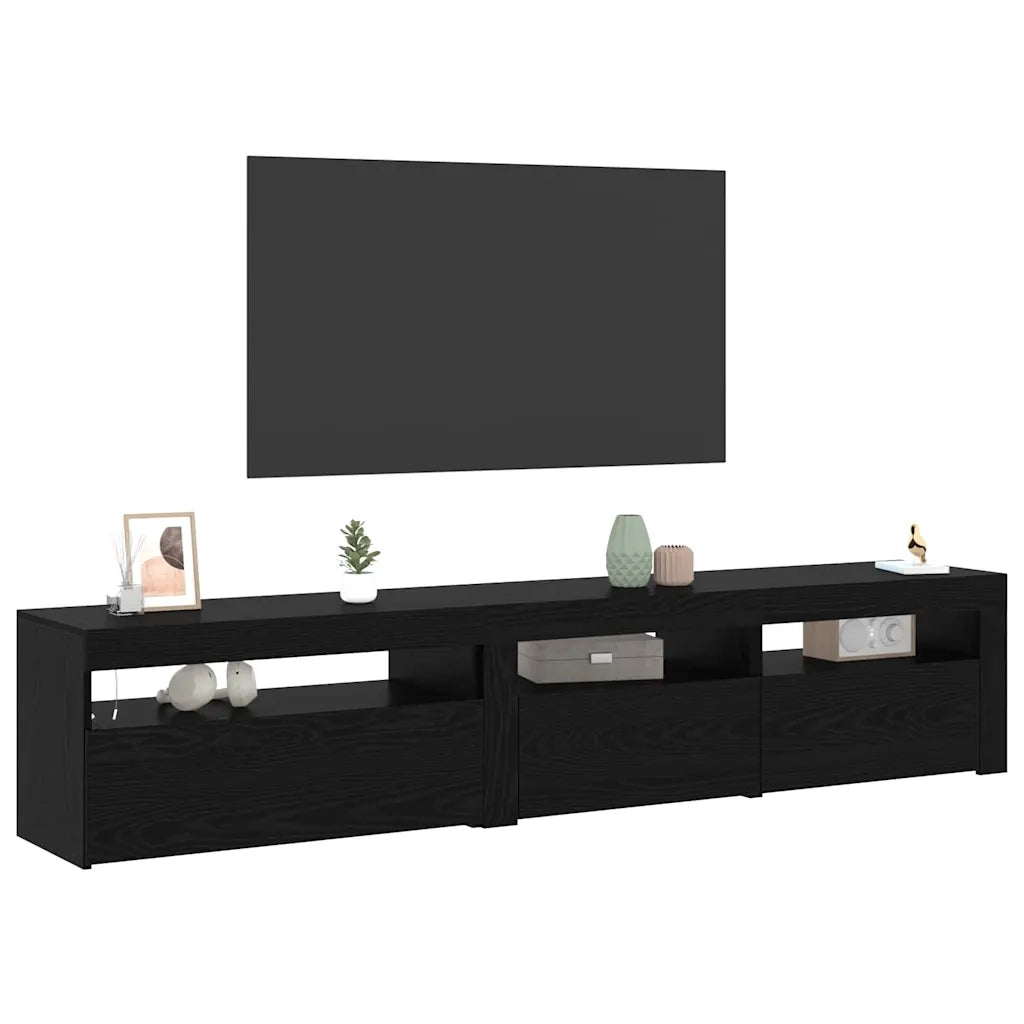Mobile TV 2 pcs Rovere Nero 195 x 35 x 40 cm Legno multistrato 3332494