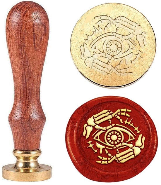 Timbro stampe in metallo - 25 mm - Capocciatura in metallo - Manico in legno - Per buste/inviti - Facile da utilizzare - Sigillatura perfetta - Timbro stampe