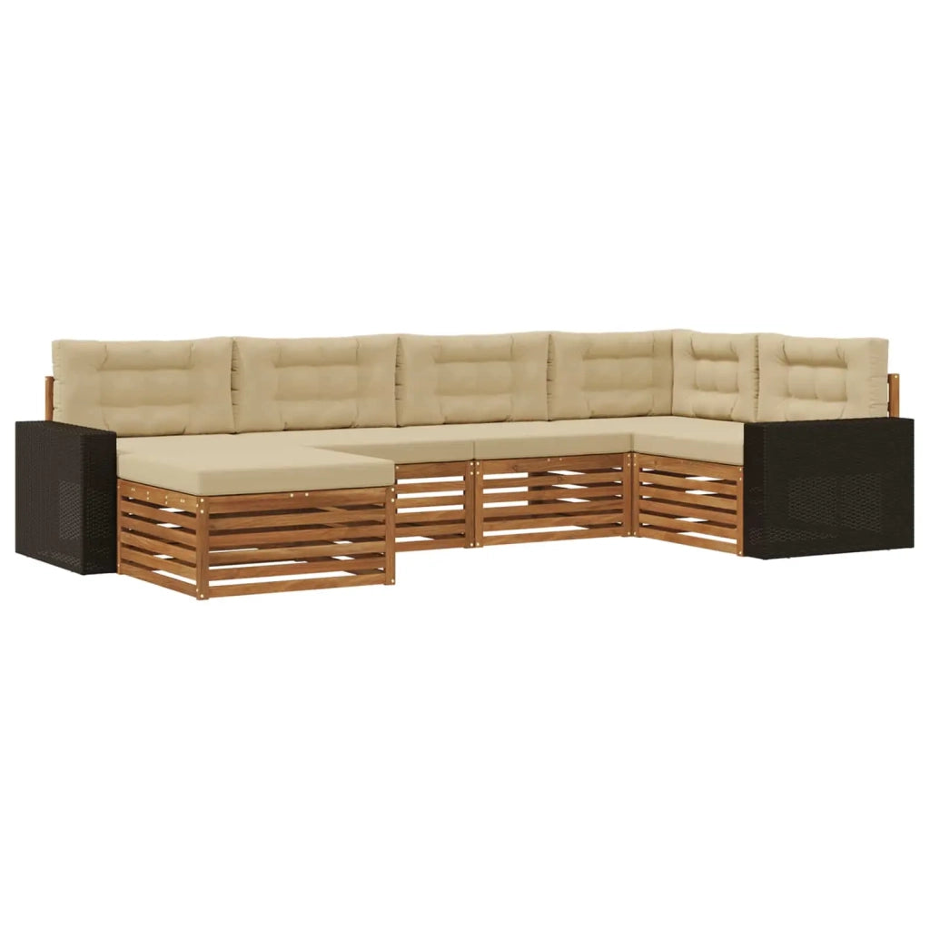 Set di divani da esterno 6 pz Naturale e Beige 3383576