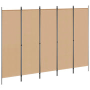 Paravento a 5 Pannelli Beige 250 x 180 cm Tessuto