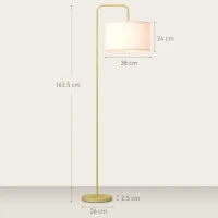 Lampada da Terra Moderna con Paralume in Lino Sintetico Lampada da Lettura per Soggiorno 64x38x163,5 cm Bianco e Dorato