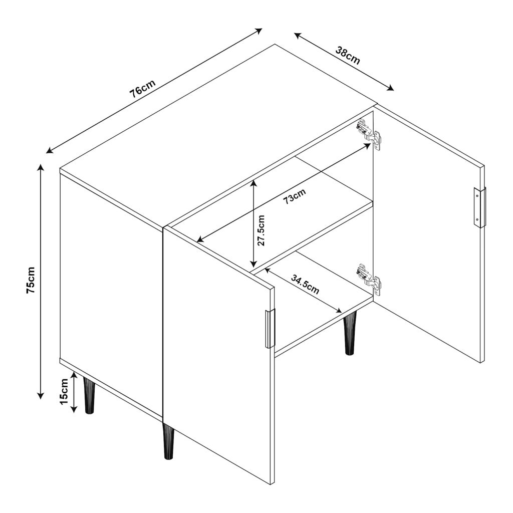 Credenza Bassa Starvili con 2 Ante Madia Moderna 75x76x38 cm Grigio [en.casa]