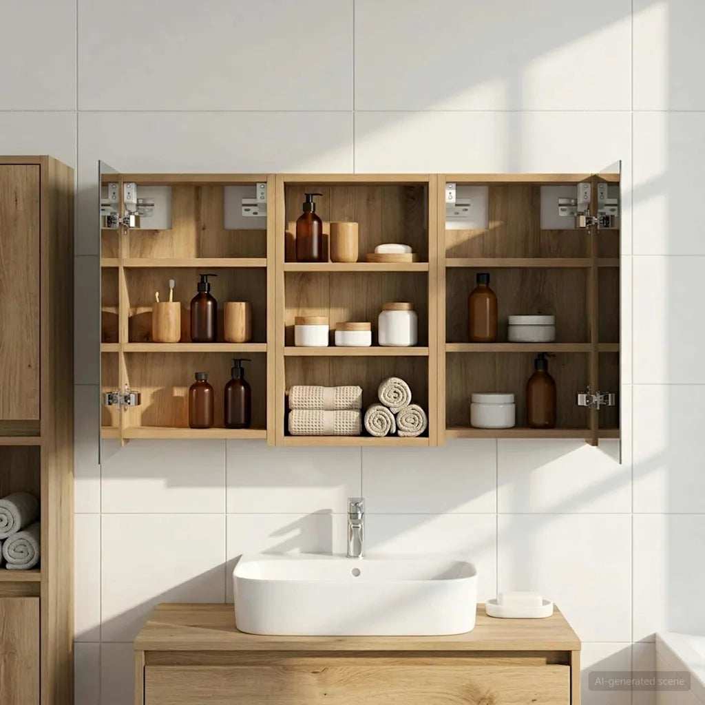 Set di Armadi da Bagno | Armadio da bagno con lo scaffale 3 pz 90 x 10,5 x 50 cm