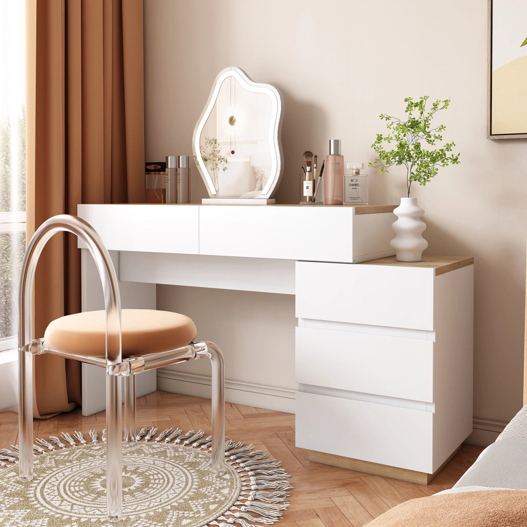Scrivania con 5 Cassetti per Camera ¨C Xylo ¨C Bianco e Rovere