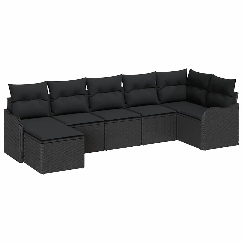 Set Divano da Giardino 7 pcs Nero polyrattan 3345793