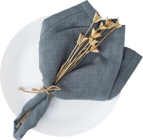 Set di 6 Stoffe di Lino per Serviette Blu 40x40 cm | Lavabile Duraturo Tovaglie da Tavola