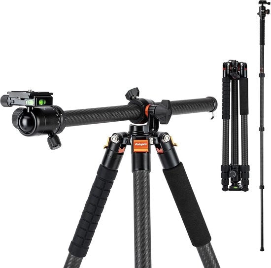 Stativo per fotocamera a fibra di carbonio 75 pollici con testa a sfera 360° e piatto di connessione rapida per fotocamera DSLR e videocamera