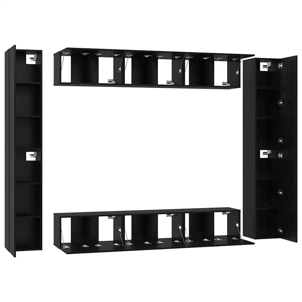 vidaXL Set mobile TV 10 pcs Rovere nero Media 30.5 x 30 x 90 cm