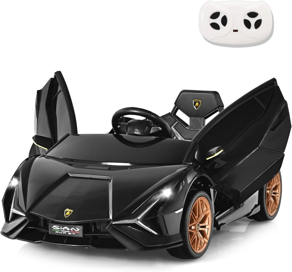 Macchina Elettrica per Bambini Lamborghini SIAN 12V con Telecomando, Auto Elettrico a Pedale e Luci LED, Veicoli con Musica, MP3, Clacson e Radio, Carico 25 kg, 3-8 Anni (Verde)
