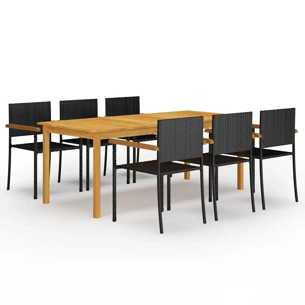 Set Mobili da Pranzo per Giardino 7 pz Nero cod mxl 35382