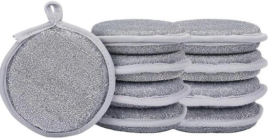 Set di 8 Spugne Ronde Riciclabili per Cucina - Asciugamano Multifunzionale per la Pulizia dei Piatti - Non Marcante - Asciugamano per l'Asciugatura sia asciutto che umido.