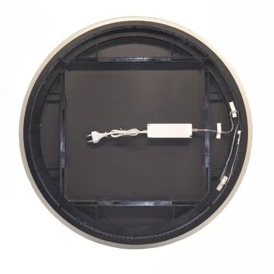 Specchio retroilluminato LED 85 cm tondo da parete con telaio nero