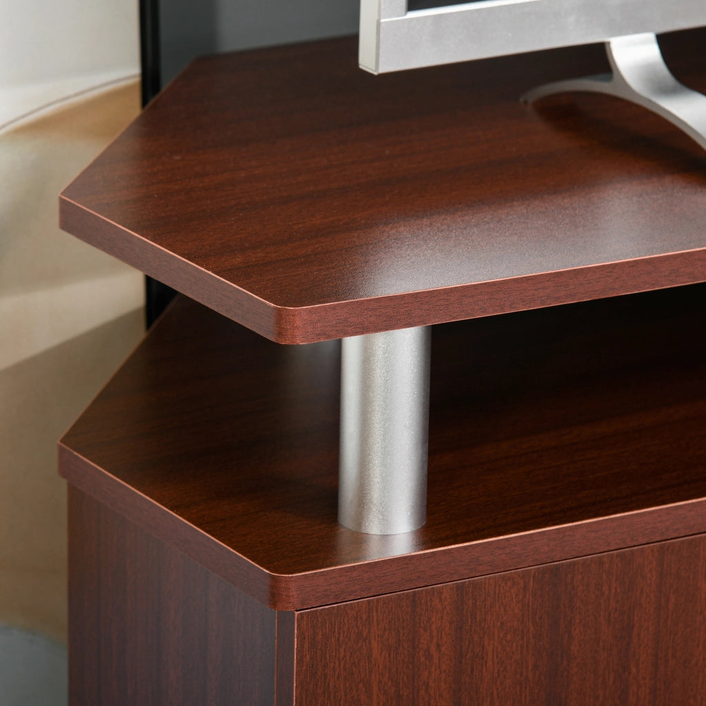 Mobile TV Classico con 2 Ripiani e 2 Armadietti ¨C zephmum ¨C MDF e Acciaio Inox, Marrone, 120x39.5x52cm