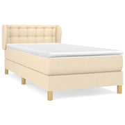 Letto singolo | Letto per adulti | Giroletto a Molle con Materasso Crema 90x200 cm inTessuto