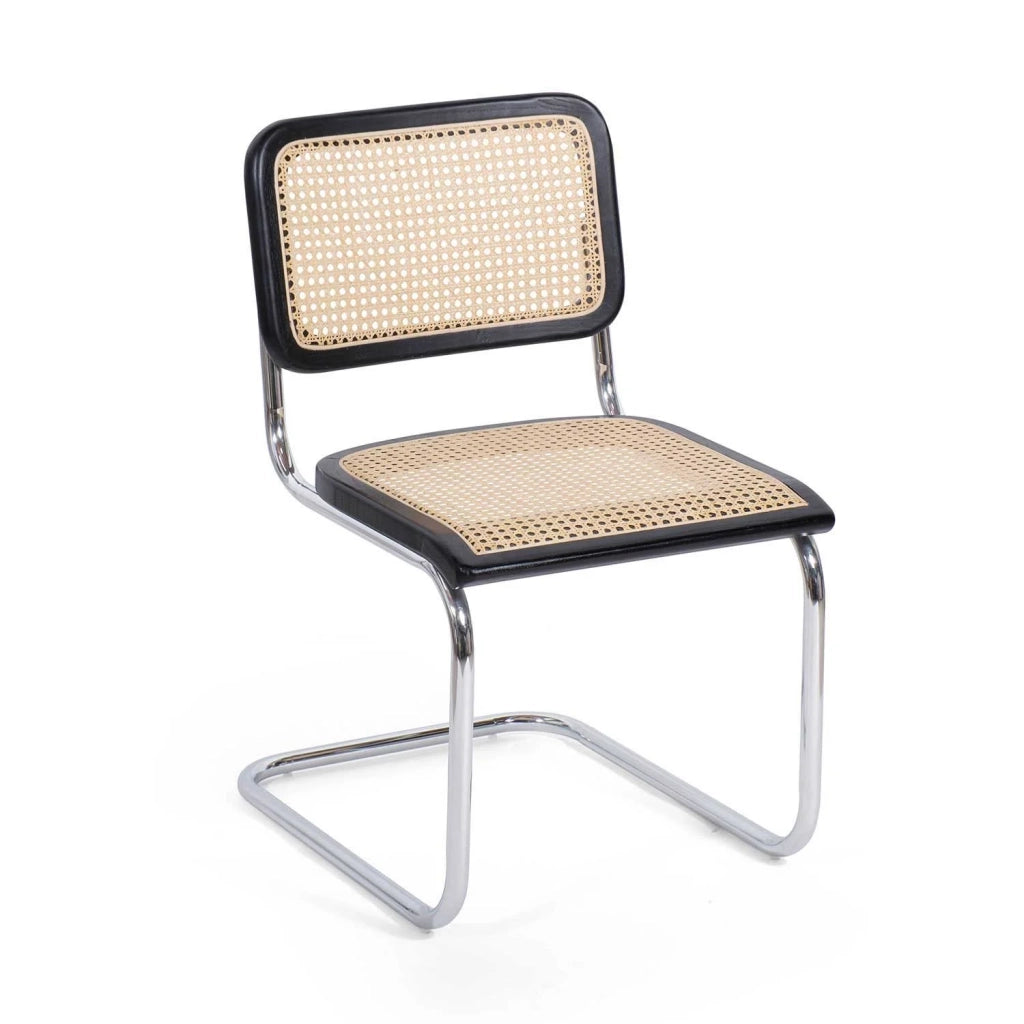 LÚZETE - SILLA WEBSTER NEGRA RATTAN NATURAL