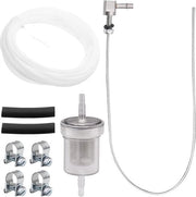 Sistema di riscaldamento Webasto Eberspacher con filtro olio, tubi di connessione, valvola di carburante, gomiti di connessione e accessori.