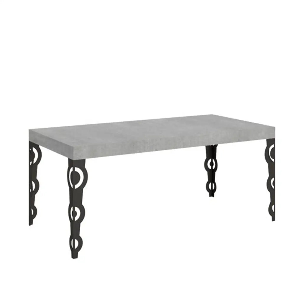 Tavolo allungabile 200/460x90 cm Karamay colore cemento gambe antracite