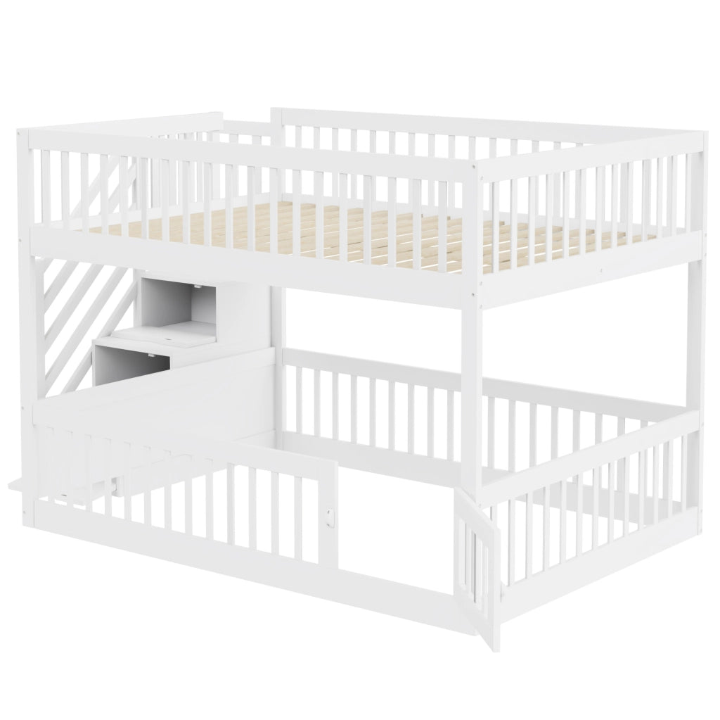 Letto a castello 140x200 cm in legno bianco con scale
