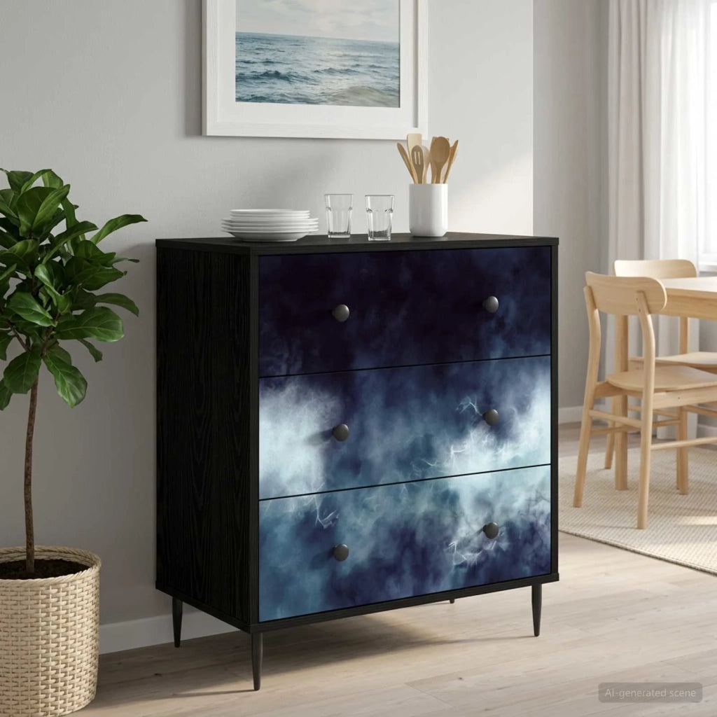 Cassettiera RAALTE Stampa in marmo blu 66 x 36,5 x 76 cm 8007372