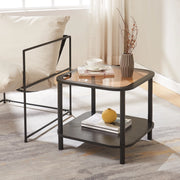 Tavolino Latama a Piano Quadrato in Vetro Fumé Bronzo - Nero [en.casa]