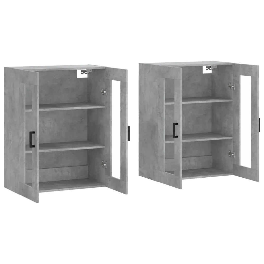 Armadietti a Parete 2 pz Grigio Cemento in Legno Multistrato 3197941