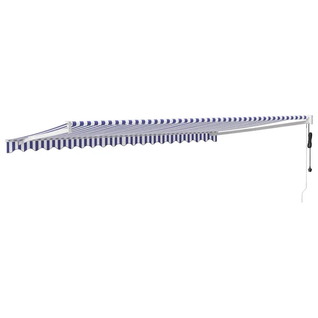 Tenda Sole Automatica Retrattile Blu e Bianca 5x3 m