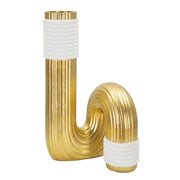 Vaso Bann Big bianco e oro in resina 14,5x25 cm