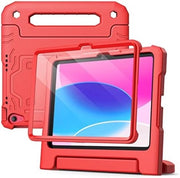 Case per bambini per iPad 11e/10e generazione (2025/2022) con schermo protettivo integrato, maniglia shockassorbente, copertura tablet standard - rosso