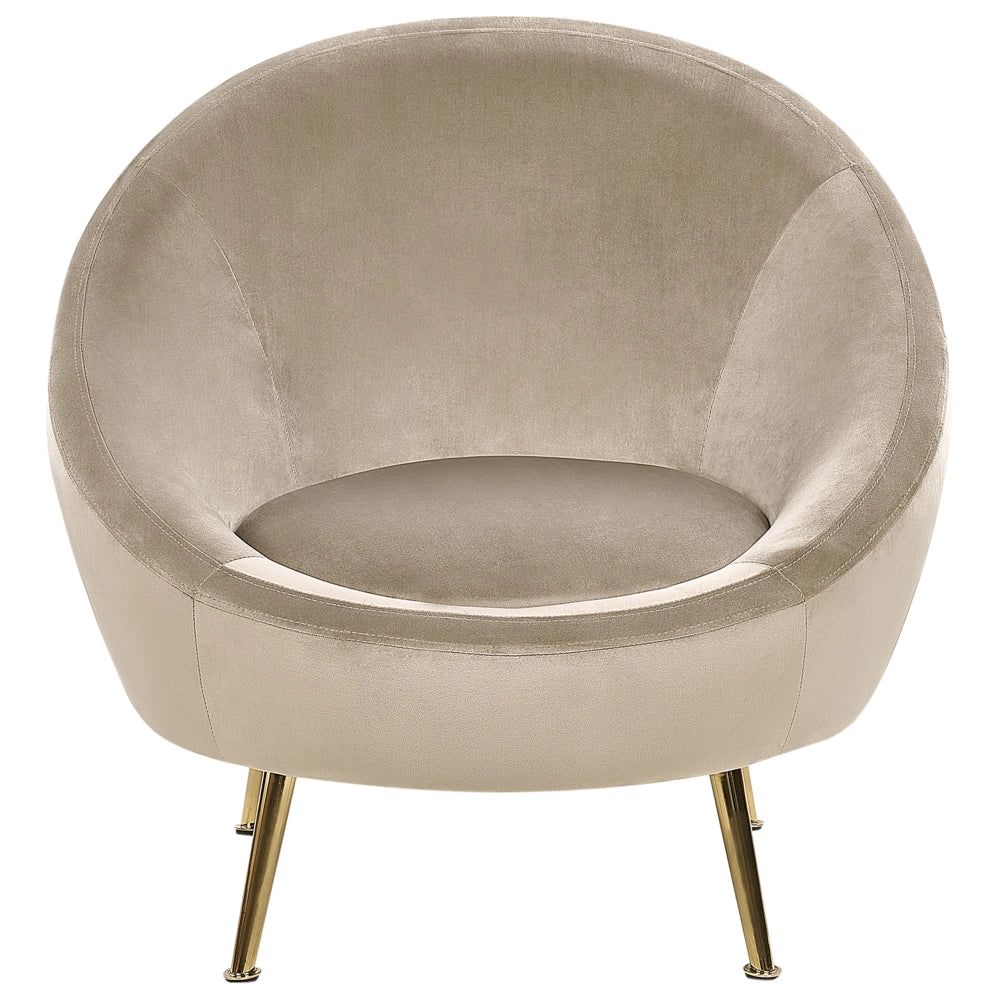 Sedia Poltrona in velluto grigio 76L x 80L x 81H cm con gambe dorate Glam Retro