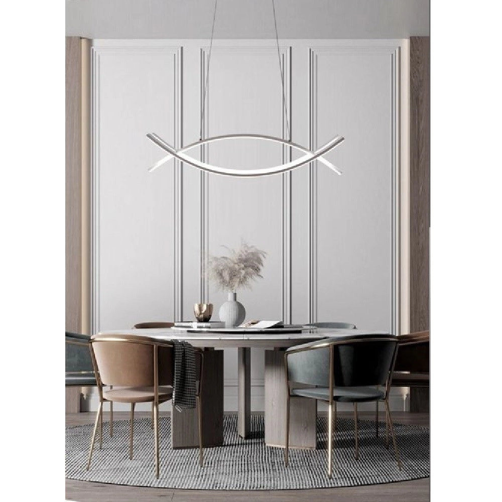 Trade Shop - Lampadario A Sospensione Moderno 2 Linee Curve Incrociate Luce 4000k 6500k Lp-27 -