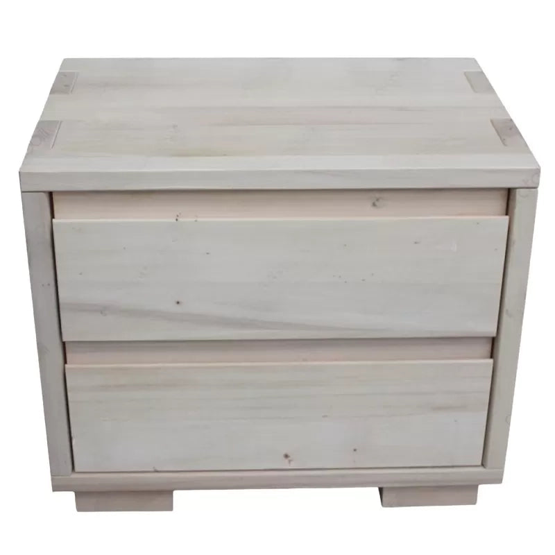 comodino 2 cassetti legno massello grezzo 55x38x46 (3214) - Mobili 2G
