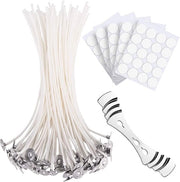 Set di 50 candele in cera d'arachide di 20 cm - naturale cotone - prelavorate - adesivi per candele - combustione stabile - kit di pulizia per candele