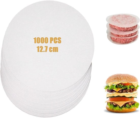 1000 pezzi di carta per hamburger a forma rotonda - 13 cm - per pizza, air fryer, stampi per torte - BBQ, grigliare
