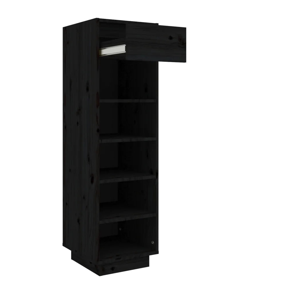 Scarpiera Nera 30x34x105 cm in Legno Massello di Pino 813559